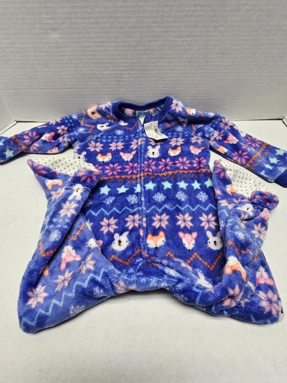 New NWT The Childrens Place PJ Fleece Footed One Piece Pajama Animal 9-12 Month
